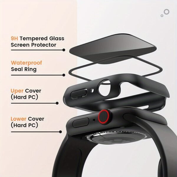 Hard-Shell Smartwatch Case with 9H Tempered Glass Screen Protector