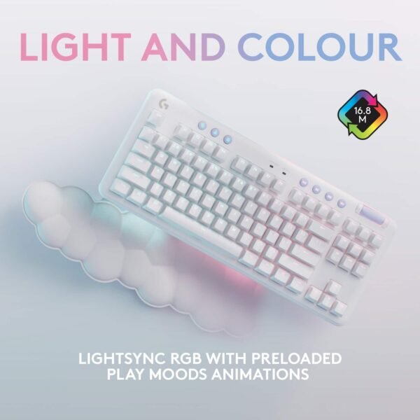 Logitech G715 Aurora Collection TKL Wireless Gaming Keyboard – White Mist