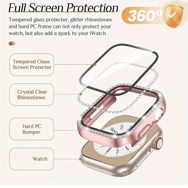 Apple Watch Protective Case Set – 2 Pieces, Diamond-Style Finish
