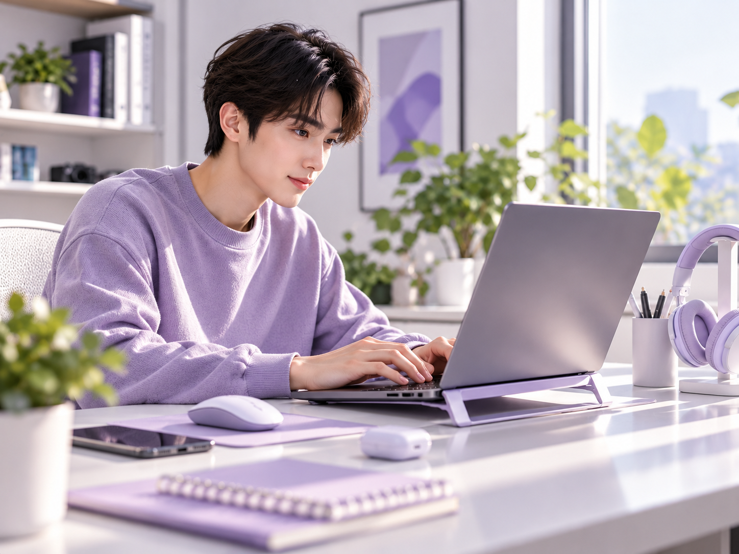 Pastel Purple Home Office Focus