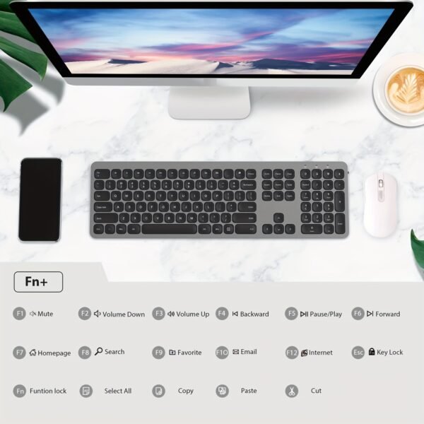 Full-Size 2.4GHz Wireless Keyboard with Number Pad